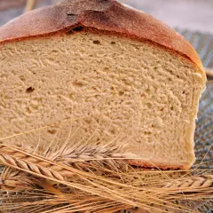 Kromka chleba z gęstym miąższem i spieczoną skórką, otoczona kłosami. Zastanawiasz się, dlaczego chleb nie wyrósł?